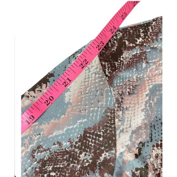 Prettylittlething Blue Snake Print Slinky Zip Front Collar Bodycon Dress Size 4 - Picture 5 of 12